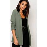 👉 Shirt kaki vrouwen Oversized V Detail Ruche Sleeve Blazer, Khaki