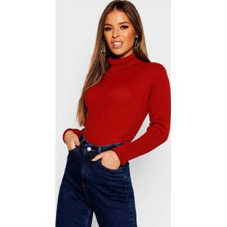 Petite Rib Knit Roll Neck Sweater, Rust