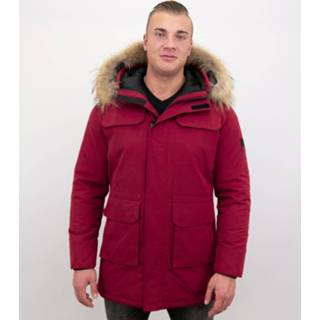 👉 Winterjas rood XL jassen male mannen Enos Parka heren met grote echte bontkraag – 7435144015048