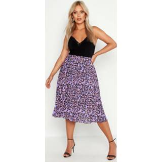 👉 Plus Leopard Print Pleated Midi Skirt, Lilac