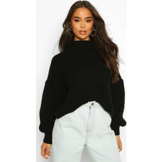 👉 Oversized Balloon Sleeve Crop sweater, Black