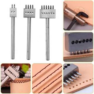 1 STKS Lederen Punch Tool 5mm 2/4/6 Prong Leather Craft Gereedschap DIY Rij Circular Cut gat Gestikt Gatafstand Hand Tool - 6 prong