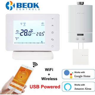 👉 Thermostaat Beok Wireless Wifi Smart Thermostat for Gas Boiler Temperature Controller USB Powered Works with Google Home Alexa
