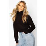 👉 Cropped Fisherman Roll Neck sweater, Black