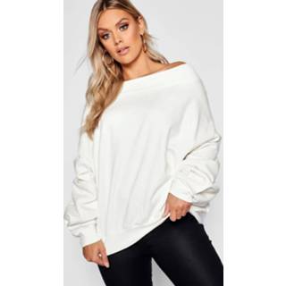 👉 Plus Sweater Met Boothals En Ballonmouwen, Ecru