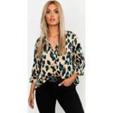 👉 Plus Satin Leopard Shirt, Black