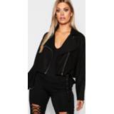 Plus Belted Suedette Crop Biker Jacket, Black