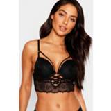 👉 Cross Front Longline Lace Bra, Black