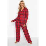 👉 Shirt vrouwen Plus Brushed flannel Long Sleeve PJ Trouser Set