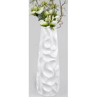 👉 Vaas wit keramiek / golf 56 cm.