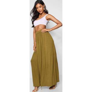 👉 Vrouwen olijfgroen Basic Floor Sweeping Jersey Maxi Skirt, Olive 5230115114