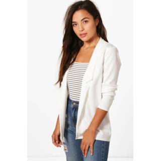 Blazer ivoor vrouwen jongens Petite Notch Detail Oversized Boyfriend Blazer, Ivory