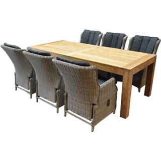 👉 Tuinset grijs wicker active Darwin Krista dining 240x95xH77,5 cm verstelbaar