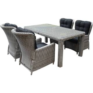 👉 Tuinset wit active Marina lounge Bergamo dining 180x100xH75 cm 5-delig verstelbaar