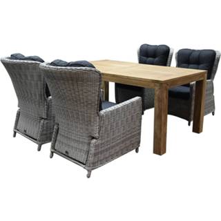 👉 Tuinset wit aluminium active Marina lounge Krista dining 180x95xH77,5 cm 5-delig verstelbaar