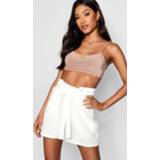 👉 Riem ivoor vrouwen High Waist Tie Belt Shorts, Ivory 2025713320