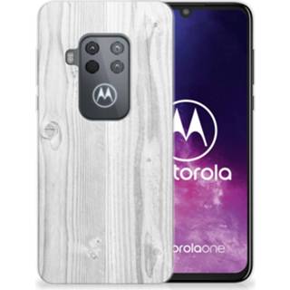 👉 Siliconen hoesje wit Motorola One Zoom White Flowers 8720091525870