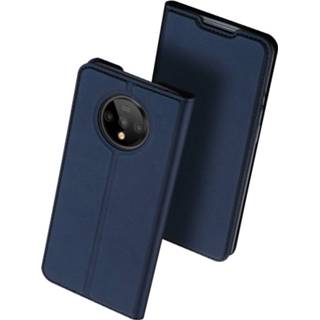 👉 Blauw kunstleer unicolor unisex donkerblauw Slim Softcase Booktype voor de OnePlus 7T - 6934913072219