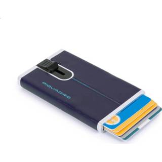 👉 Blauw Blue Square Night leer Piquadro Creditcard Case With Sliding System 8024671509619