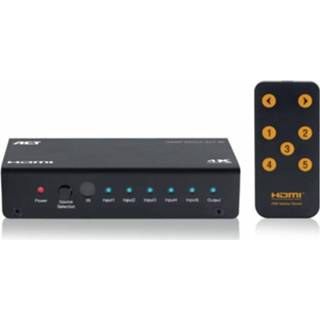 👉 HDMI switche zwart active ACT 5x 1 switch, 3D en 4K ondersteuning 8716065403534