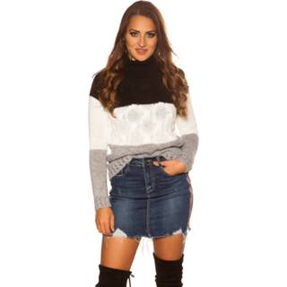 👉 Trui zwart vrouwen Sexy col met kabelsteekpatroon