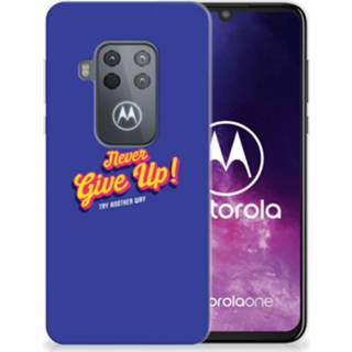 👉 Siliconen hoesje Motorola One Zoom met naam Never Give Up 8720091395923