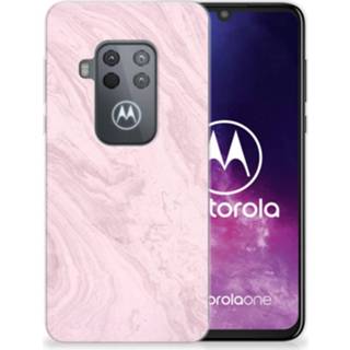 👉 Siliconen hoesje roze Motorola One Zoom TPU Marble Pink 8720091592995