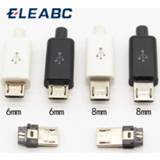 👉 F-connector wit zwart 10pcs Micro USB 5PIN Welding Type Male Plug Connectors Charger 5P Tail Charging Socket 4 in 1 White Black