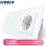 👉 Livolo EU standard Touch Switch,White Crystal Glass Panel, AC 220~250V 16A Wall Socket with Light Switch,VL-C701-11/VL-C7C1EU-11