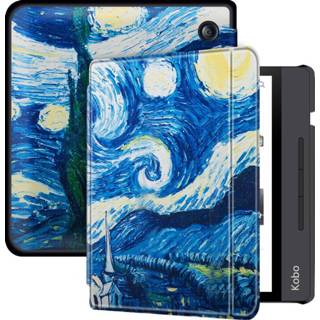 👉 Flip hoesje kunstleer bookcover hoes blauw Lunso - sleepcover Kobo Libra H20 (7 inch) Van Gogh Schilderij 9145425550608
