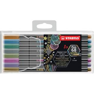 👉 Viltstift Stabilo Pen 68 Metallic, etui met 8 kleuren 4006381546348