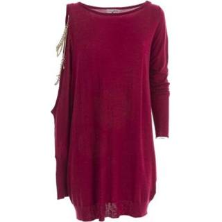 👉 Rood l vrouwen Relish - Abito Verms pull kleed in met kettingen