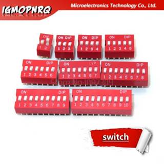 Switch rood 10PCS Slide Type Module 1 2 3 4 5 6 7 8 9 10 12 Bit 2.54mm Position Way DIP Red Pitch Toggle Snap