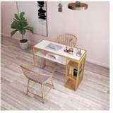 👉 Sofa rood goud mannen Net red European style gold manicure table and chair set single double diamond iron deck
