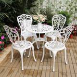 👉 Dining set wit zwart of 5pcs Cast Aluminum garden furniture 4 chairs with table 23.6 inch butterfly design( white,black ,bronze)