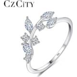 Zilver vrouwen CZCITY Korean 925 Sterling Silver Handmade Olive Leaf Rings for Women Exquisite CZ Stone Adjustable Open Ring Jewelry