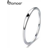 👉 BAMOER 925 Sterling Silver Round Circle Pure Finger Ring Simple Heart Engrave Rings for Women Wedding Engagement Jewelry SCR468
