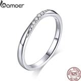 👉 Zirconia zilver vrouwen Bamoer Sterling Silver 925 Dazzling Cubic Finger Rings for Women Wedding Statement Jewelry Chic Stylish Bague BSR095