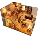 👉 Cutebee DIY House Miniature with Furniture LED Music Dust Cover Model Building Blocks Toys for Children Casa De Boneca J13