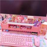 👉 Workstation roze 1PC Pink Wood notebook increase bracket computer desktop lift shelf laptop dolls collection