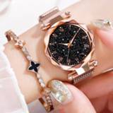 👉 2019 Hot Sale Starry Sky Watch Women's Luxury Magnetic Magnet Buckle Quartz Wristwatch Geometric Surface Female Luminous Watches