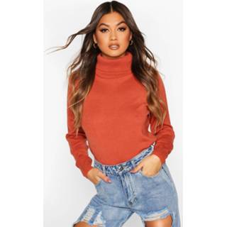 Sweater l vrouwen chestnut Roll Neck Knitted sweater,