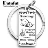 👉 Keychain baby's Gift Customized New Born Baby Souvenir Name Date Of Birth Weight Height Dad &Mom Personalized Keyring P022