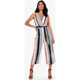 👉 Riem multi vrouwen Striped Tie Belt Culotte Jumpsuit,