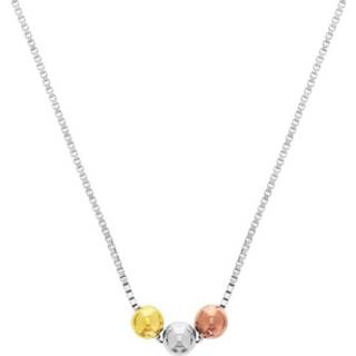 👉 Hals ketting zilver dame active goudkleurige en Roségoudkleurige Bolletjes Collier van