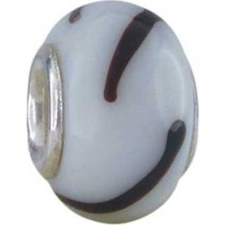 👉 Bedel active zwarte wit Murano Glasbedels | met strepen 39/143-TB