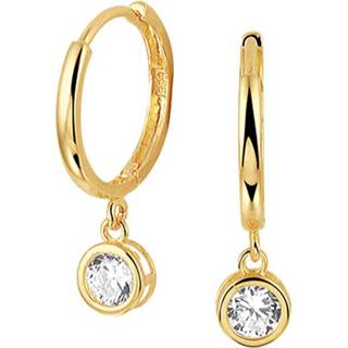 👉 Zirkonia active dame Slanke Geelgouden Klapcreolen met Kleurloze