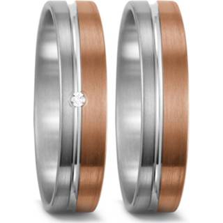 👉 Trouwring active zilveren diamant Matte Roségouden met Trouwringen Set