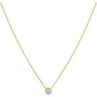 👉 Halsketting dame active Slank Geelgouden Collier met Ronde Zirkonia Hanger
