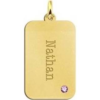 👉 Geboortesteen active gouden Dog Tag met en Graveer Naam Names4ever GNH61-GS